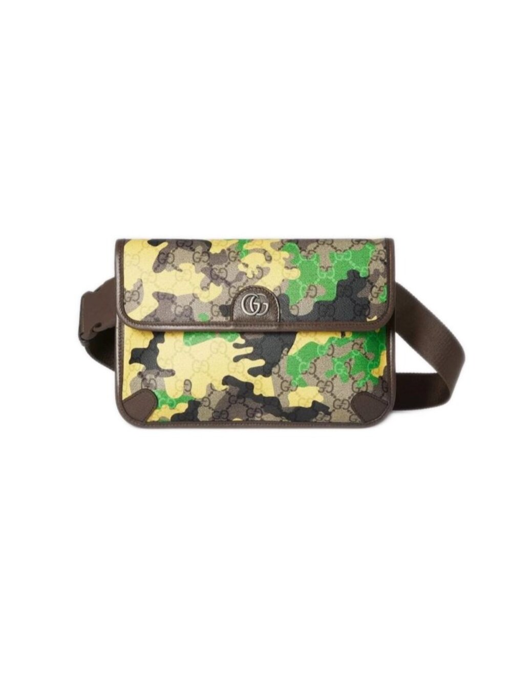 Gucci Unisex Marbled GG Monogram Camouflage Small Belt Bag Yellow Green Brown 80